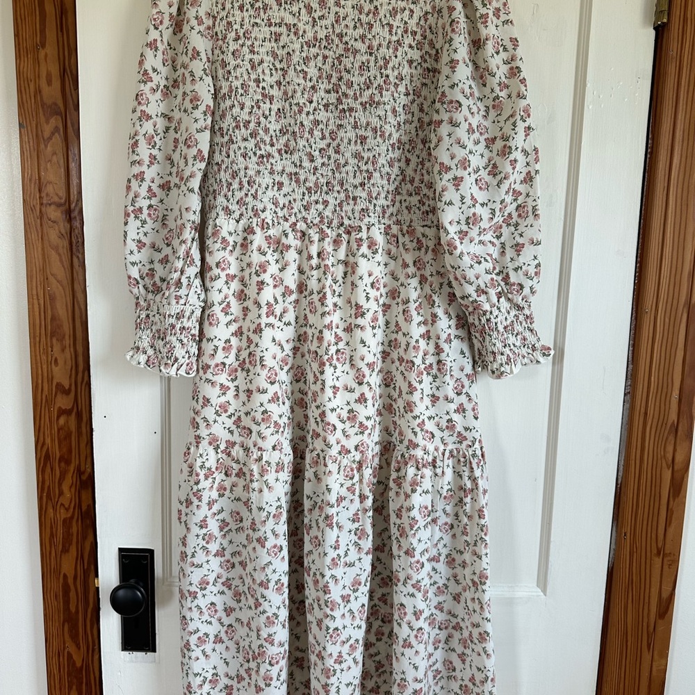 Floral White and Pink Women's Dress